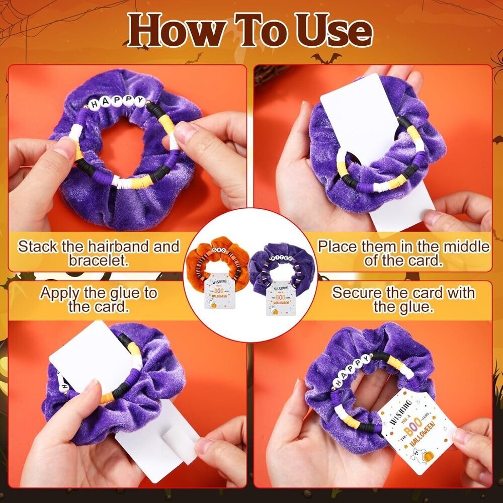 Halloween Bracelets Velvet Scrunchies Party Favors Gift Set For Women View 4